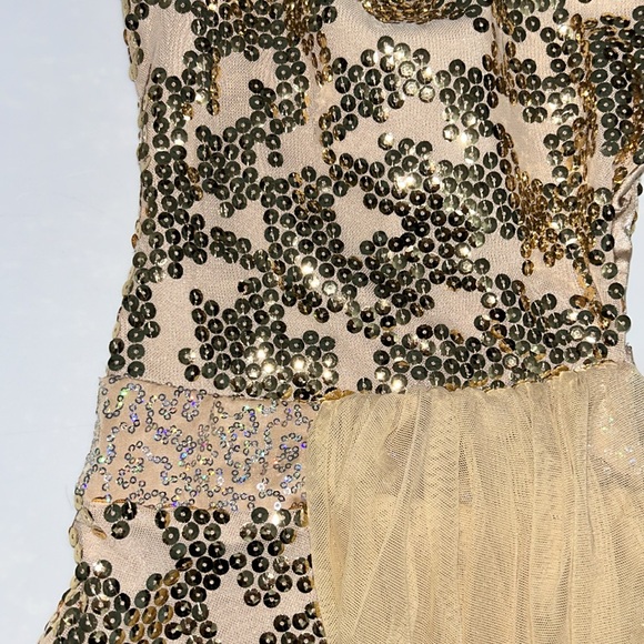 Gold draped skirt dance costume lyrical - Picture 3 of 13